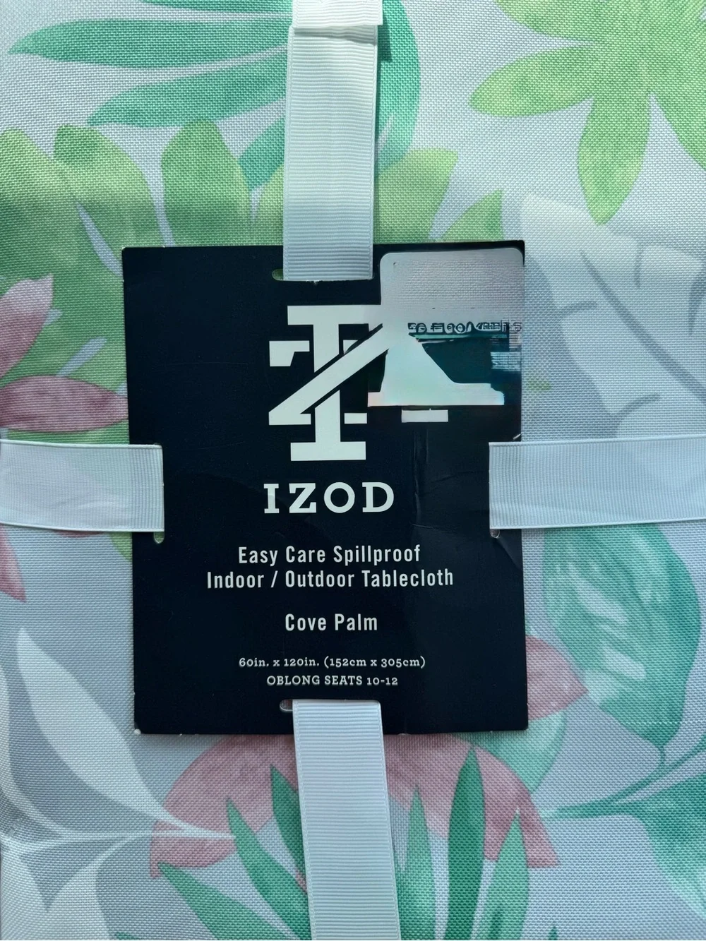 Izod Pink and Green Tropical Leaf Tablecloth
